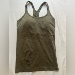 Lululemon Ebb to Street Olive Green Racerback Tank Top w Removable Pads size 8